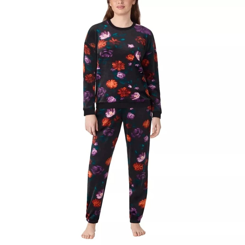 Room Service Jogger Set Women Medium Black Floral 2‑piece — Cozy & Stylish Sz M - Picture 2 of 11